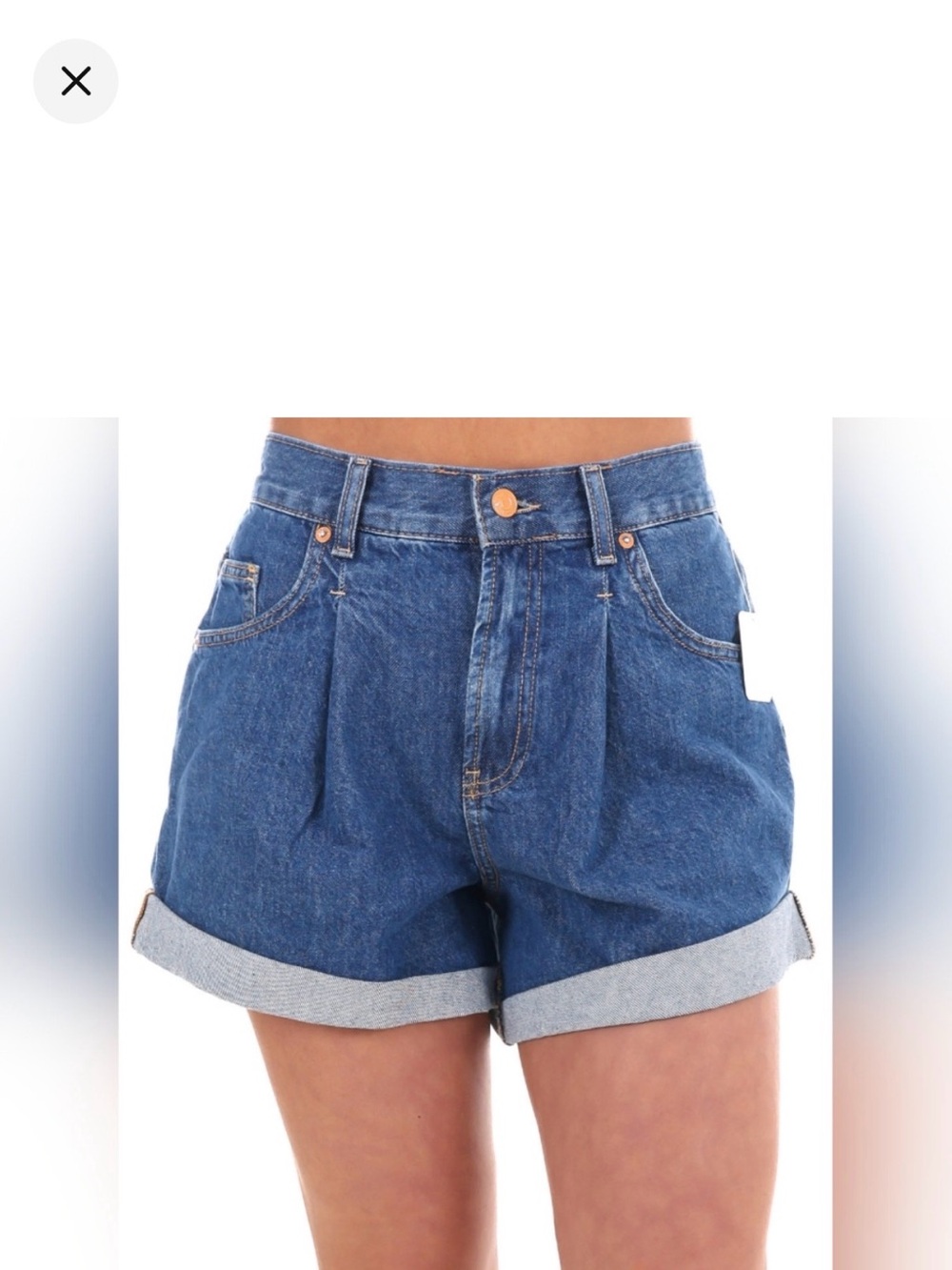 Free People Danni  High-Rise Pleated Denim Shorts - Blue